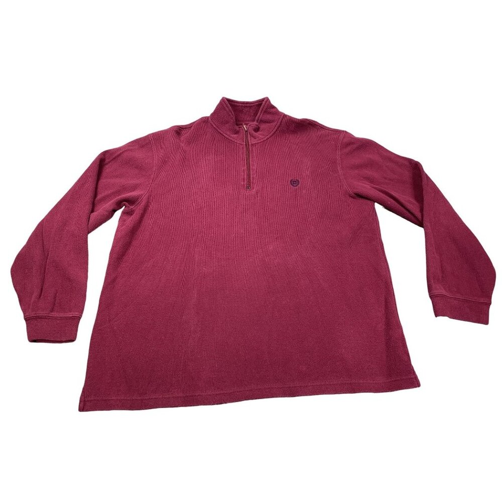 Chaps Sweater Quarter Zip Men's Large Maroon Pullover Sweatshirt Long Sleeve
